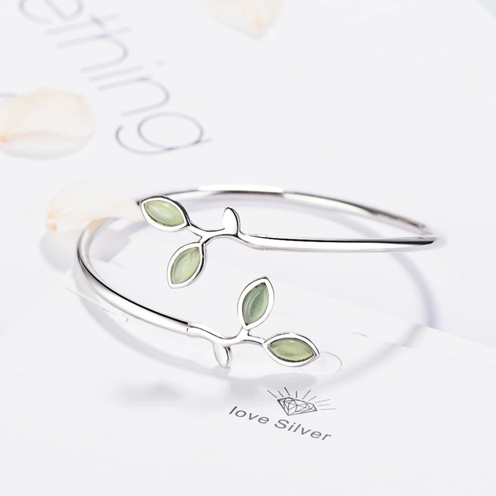 NEW 925 Sterling Silver Leave Opening Bangles - Picture 5 of 5